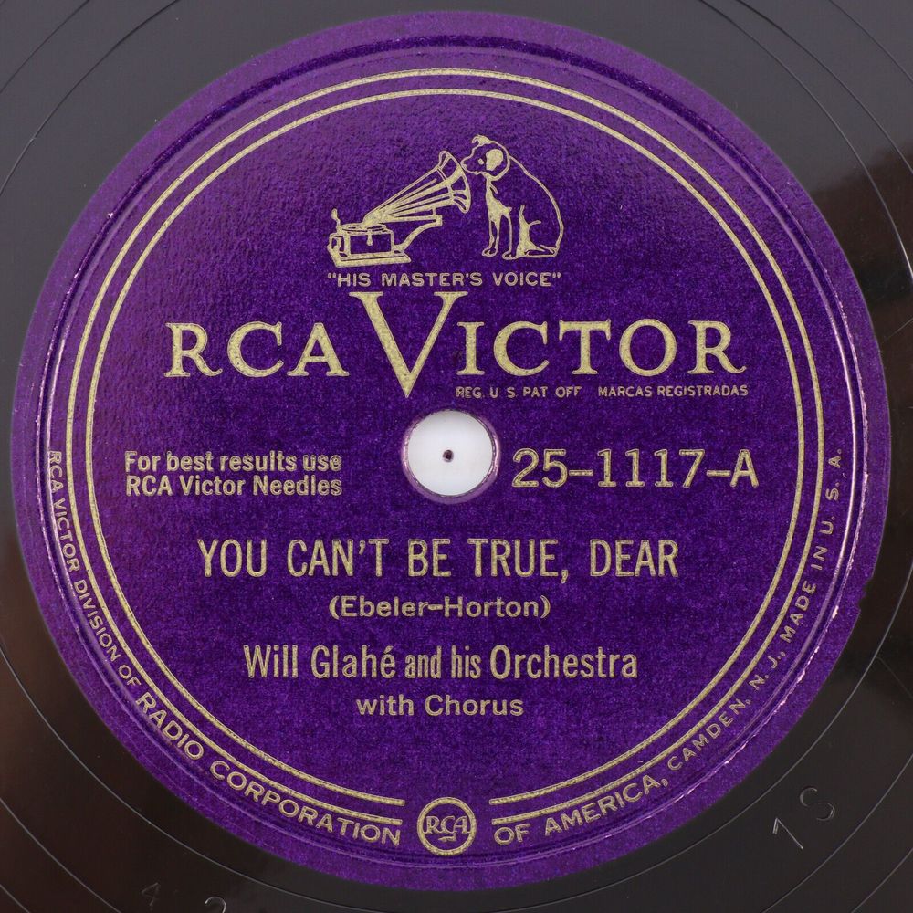 Will Glahé,  Henri Rene You Can't Be True /Turnpike Polka 1948 10" 78 rpm Record